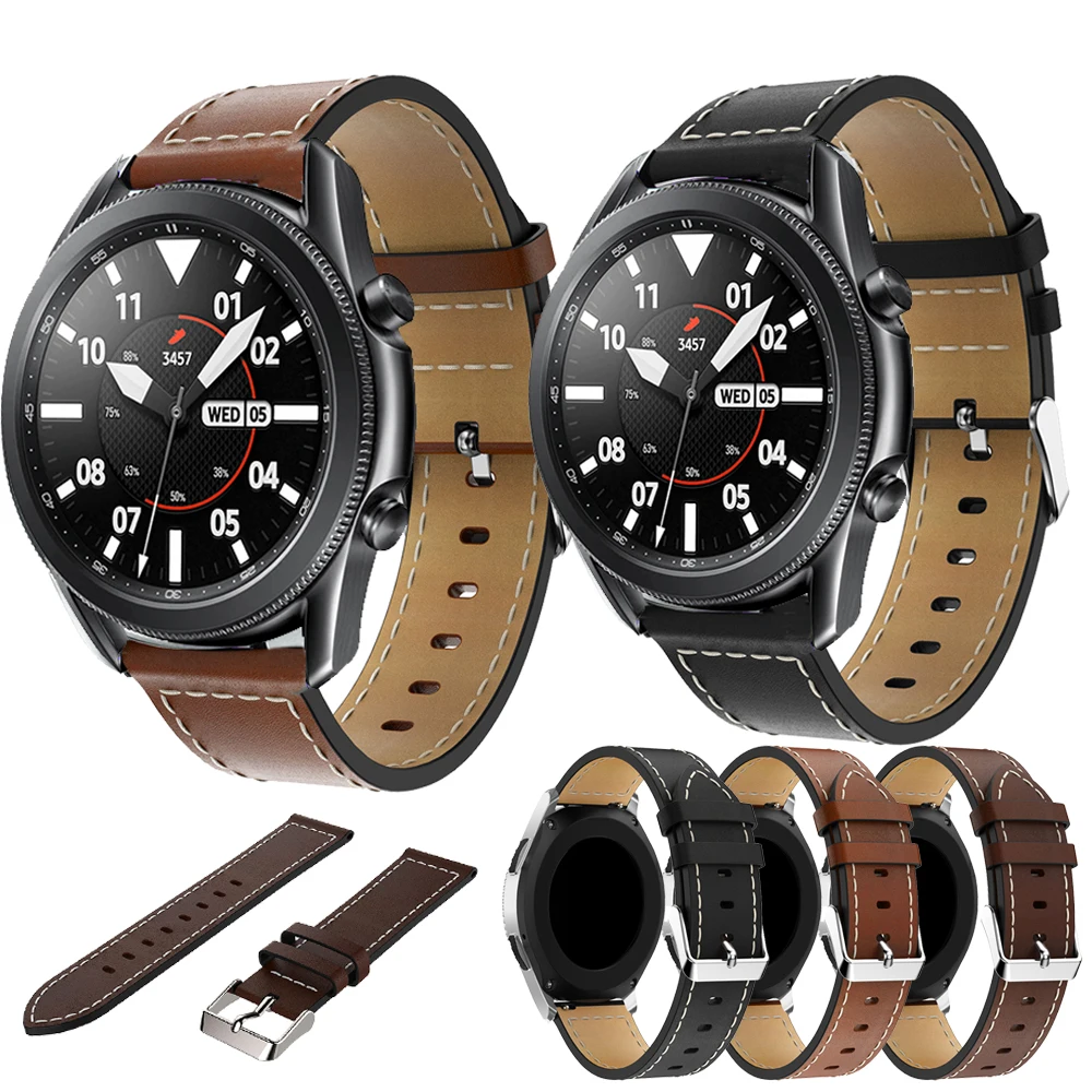 

Ремешок из натуральной кожи 20 22 мм для Samsung Galaxy Watch 3 41 45 мм, оригинальный браслет-браслет для Amazfit GTR 2 Correa