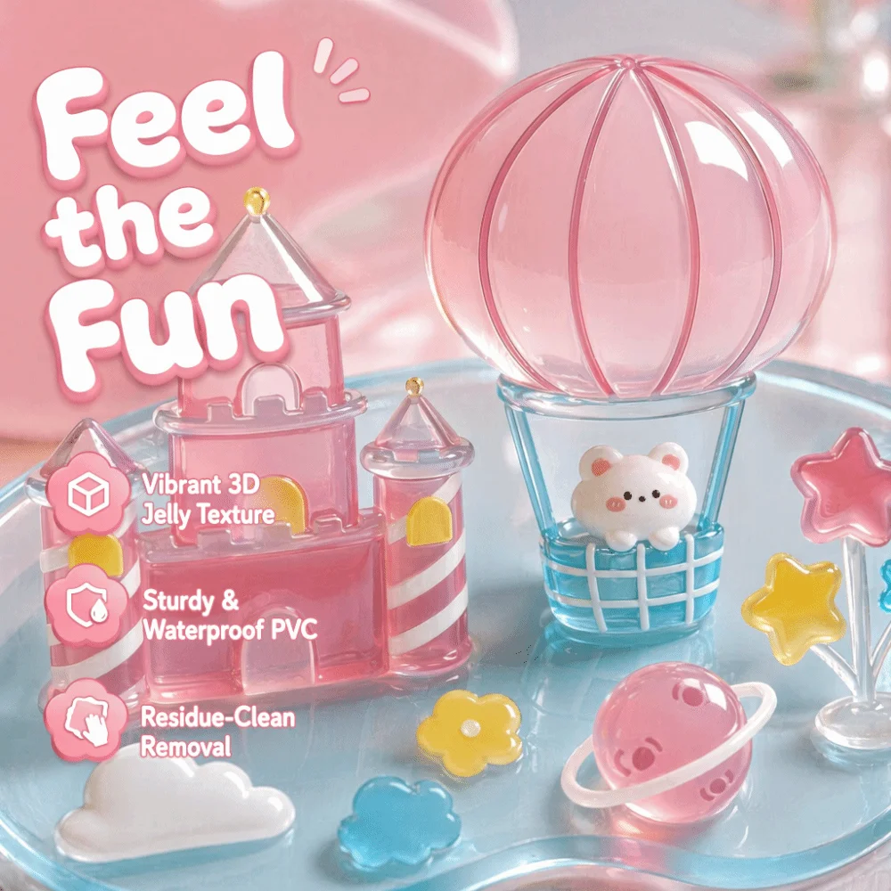 Cartoon Design 3D Crystal Embossed Stickers Handmade Mini Ornament DIY Stacking Stickers Kawaii Little Bear Relief Stickers
