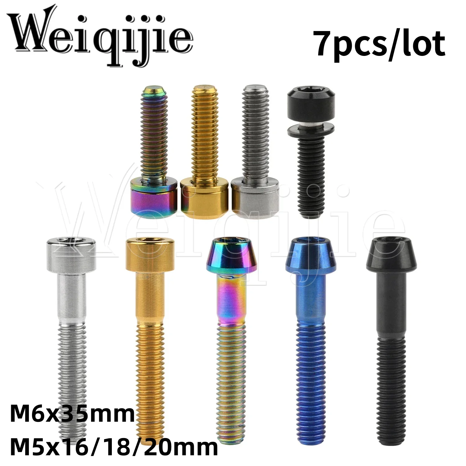 

Weiqijie Titanium Ti Bolt M6X35mm Bicycle Headset Screw 1Piece + 6Piece M5x16 18 20mm with Washer Fastener