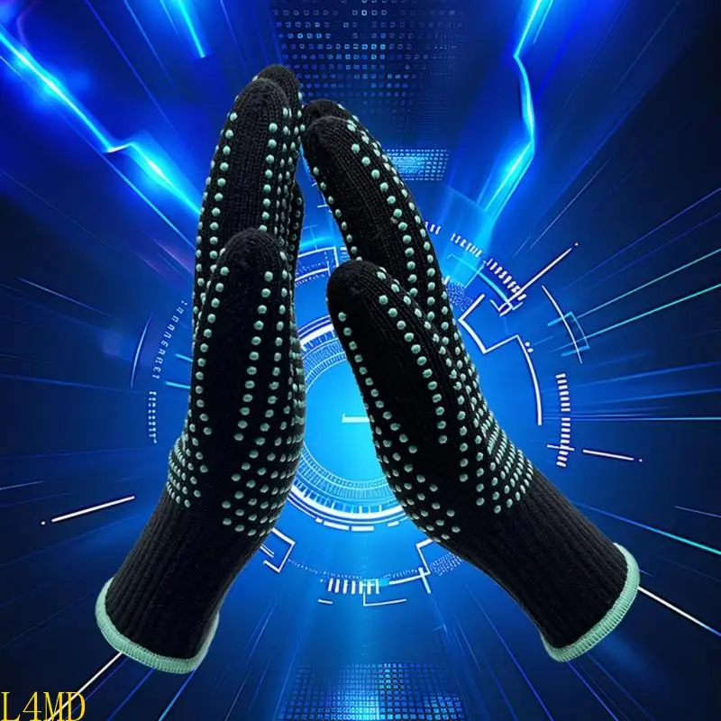 L4MD Heat Resistant BBQ Oven Mitts Nonslip Comfortable Silicone Cooking Gloves for Kids and Adults Safe Handling in Kitchen