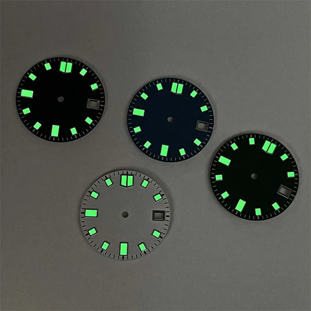 28.5mm Green Luminous Watch Dial for NH35/4R35 Movement Mechanical Watch Accessory Green/Blue/White/Black Watch Face