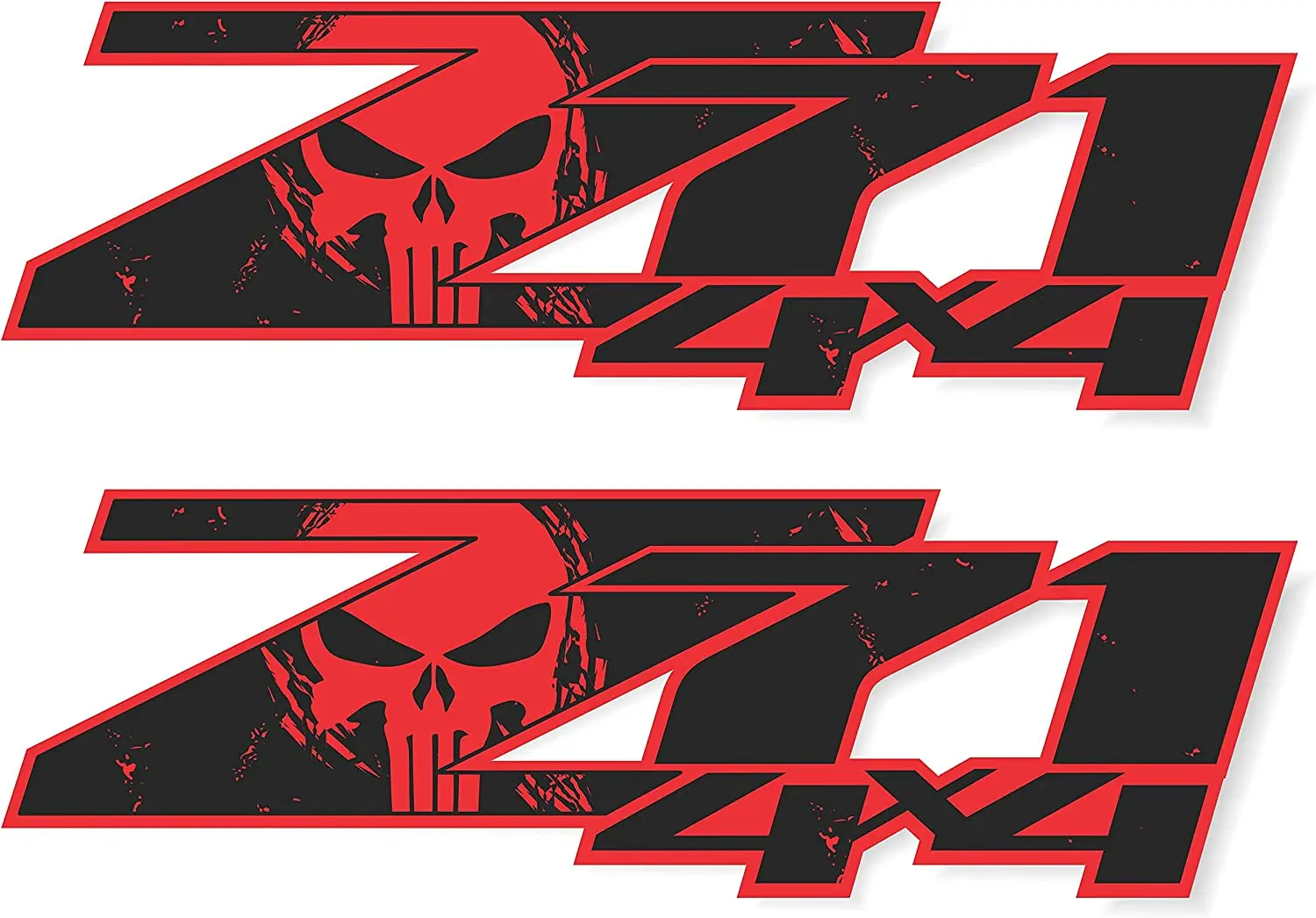 

2 PCS Personality Z71 Red and Black Border Skeleton Camouflage Stickers Emblem Wild Orange Blue Green Off Road Creative Stickers
