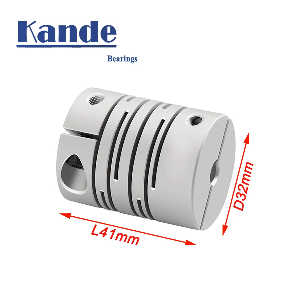 Kande CIC Aluminum Alloy Parallel Line Coupling D32L41 8/9.52/10/11/12/12.7/14/15mm Clamping Groove Coupling Elastic Coupling