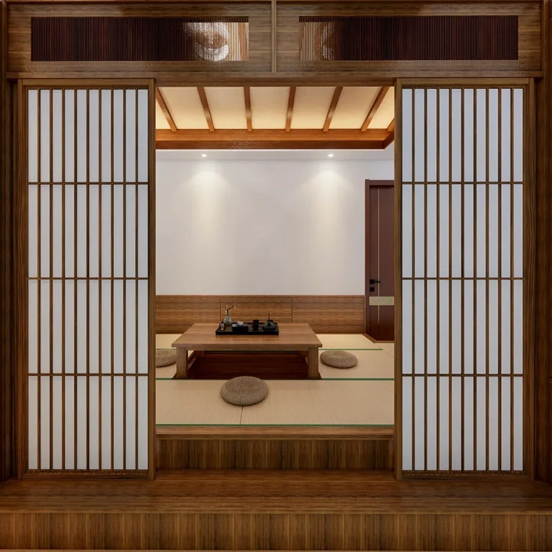 &*Hot Sale Affordable Simple Multi-layer Solid Wood Indoor Japanese Restaurant Hotel Partition Indoor Sliding Gate