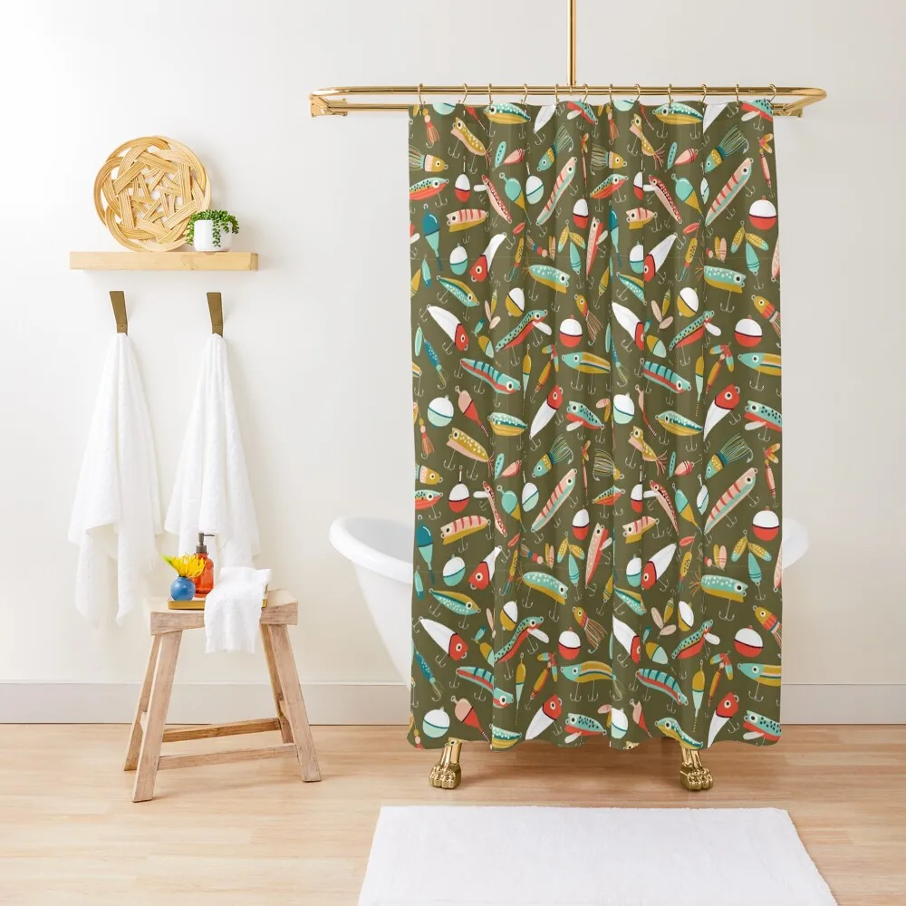 

Fishing Lures Green Shower Curtain Bathroom For Shower Anime Shower Bath Curtain