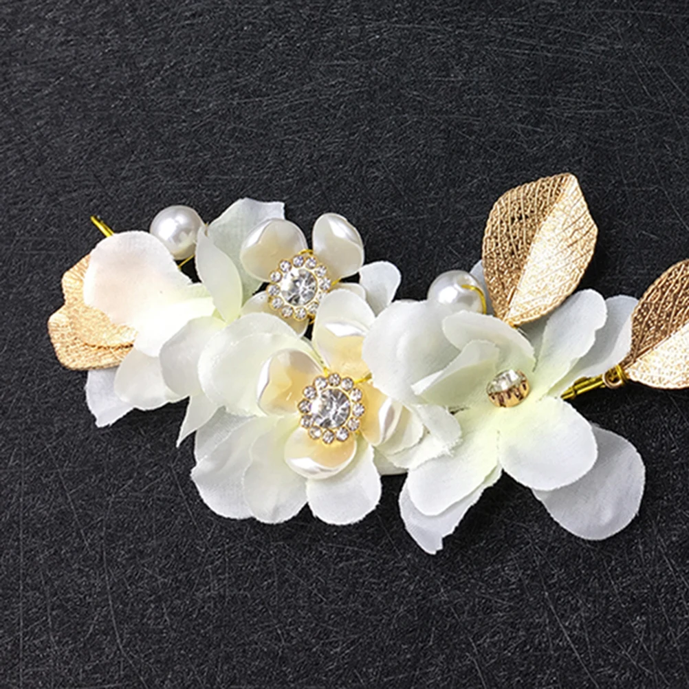 

Flower Leaf Headb Hair Accessories Bridal Headdress Wedding Headpiece Pearl Elegant Style Durable Wire Lightweight Comfortable