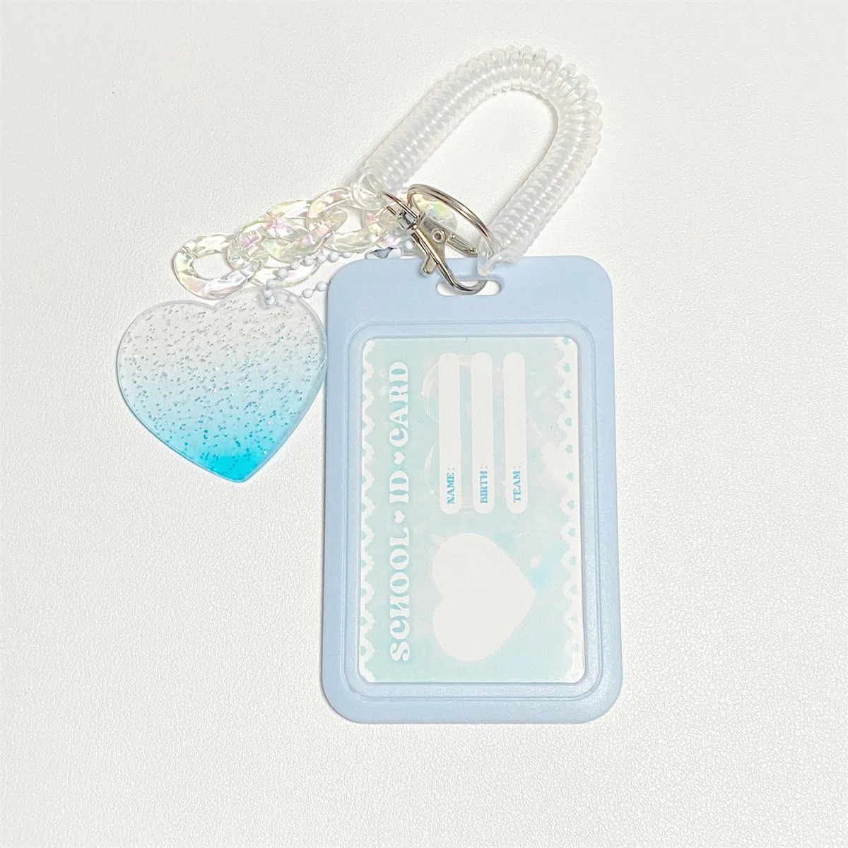 Schattige ID-Creditcardhouder Met Love-Hanger Kawaii Badge-Kaart Bedekt Studentenbus-Kaarthouderhoes Met Springtouw