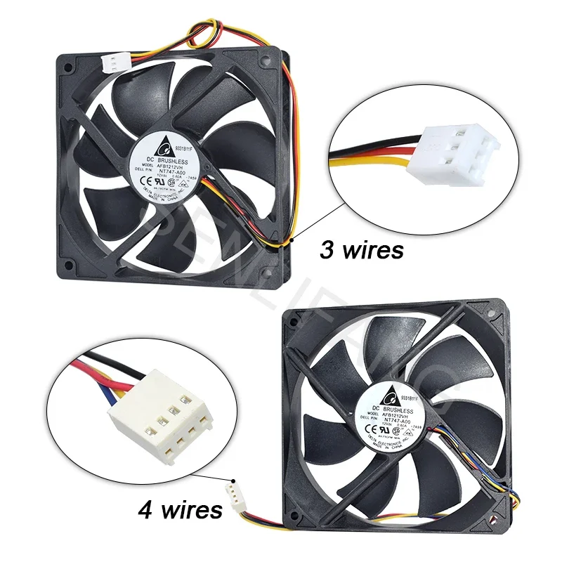 

Well Tested Dual Ball Bearing Fan AFB1212VH 12025 12V 0.60A 12CM 3 Pins 4 Pins PWM Temperature Control Fan 120*120*25MM