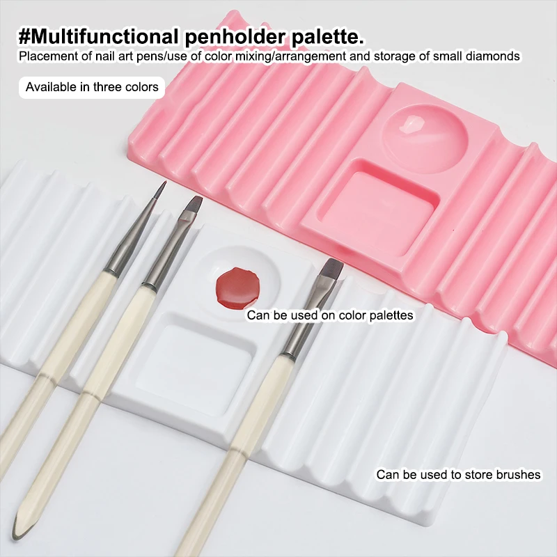 Plastic Multi-purpose Nail Art Pen Holder 10-Compartment Brush Stand With Color Palette Organize And Display Manicure Tool