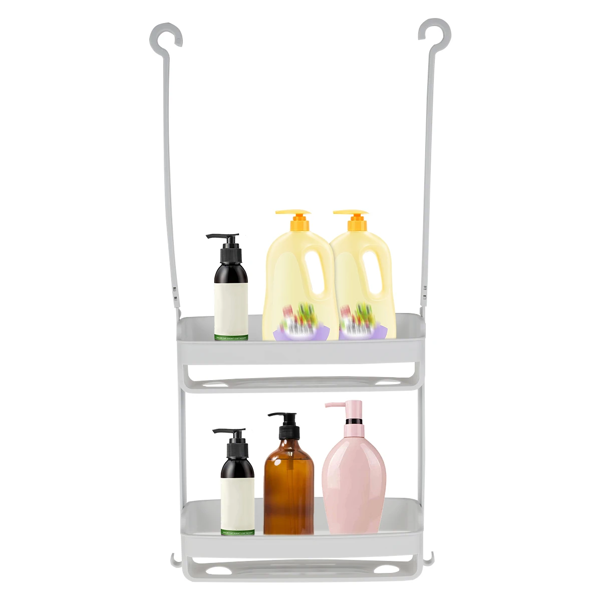 Bathroom Hanging Shower Caddy with 2 Layers Shower Organizer Holder Bathroom Hanging Storage Rack Over Shower Head for Shampoo