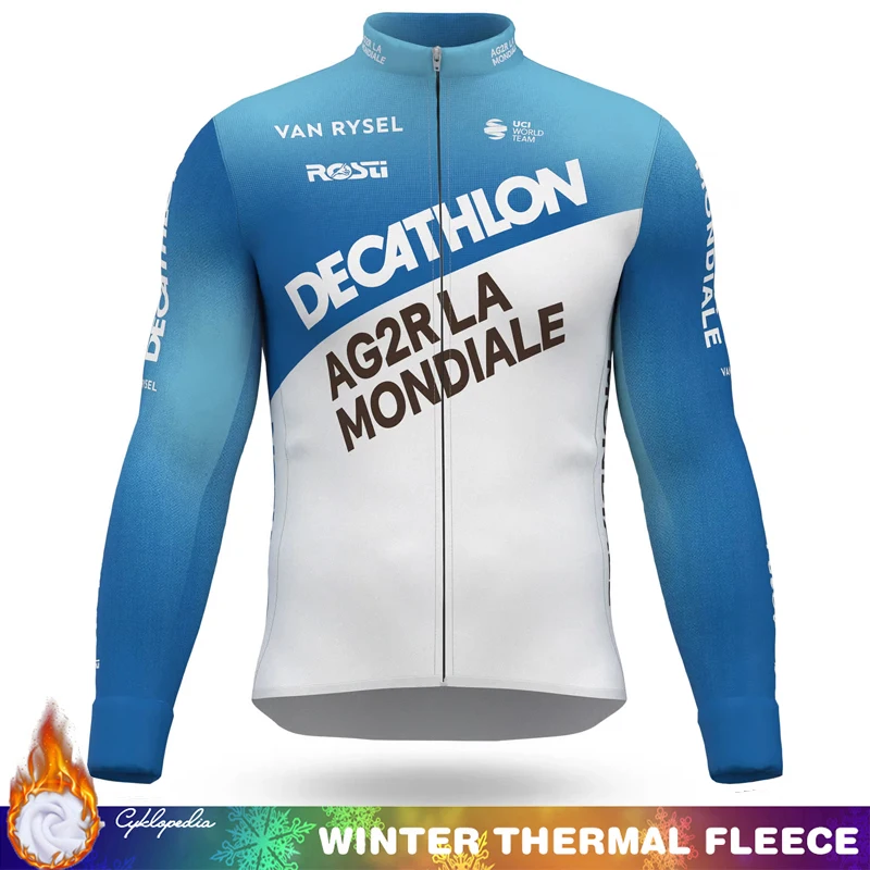 

Men's Cycling Clothing Winter Thermal Fleece Jersey DECATHLON AG2R LA Man Outfit Ciclismo Hombre Mens Clothes Bicycle Jumper Mtb