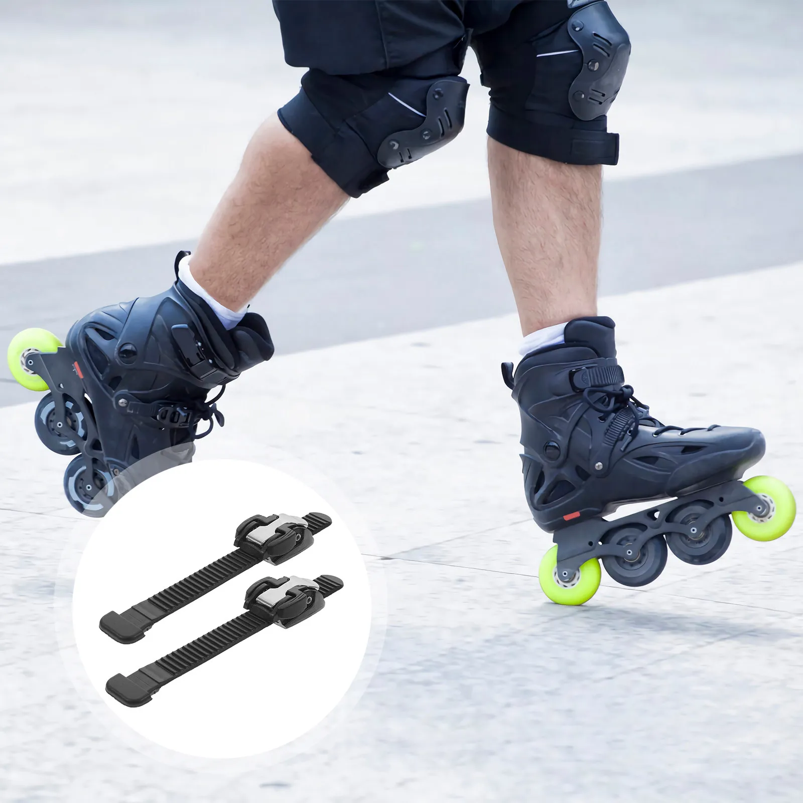 

2Pcs Replaceable Skate Buckle Strap Roller Skating Straps Adjustable Length Fixing Buckle for Skating Shoes Roller Skate