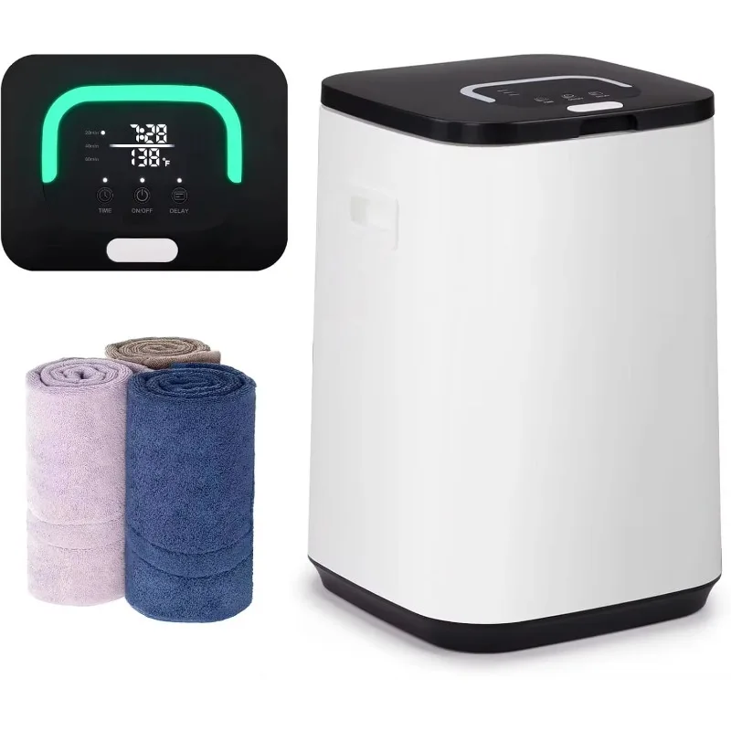 23L Large Capacity Plug-In Towel Warmer Bucket 3-Level Timer Snap-On Hooks Big Digital Display High Temp Indicator for Family