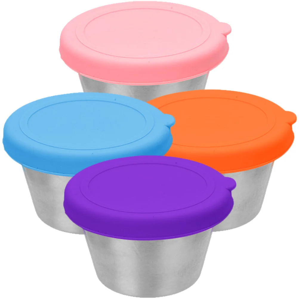 

4 Pcs to Go Containers with Lids Dipping Cups Food Small Dressing Mini Silica Gel Soft Sided Cooler