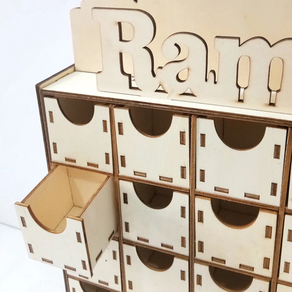 

DIY Drawer Cabinet Festival Countdown Calendar Eid Mubarak Craft Bamboo Decorations for Home