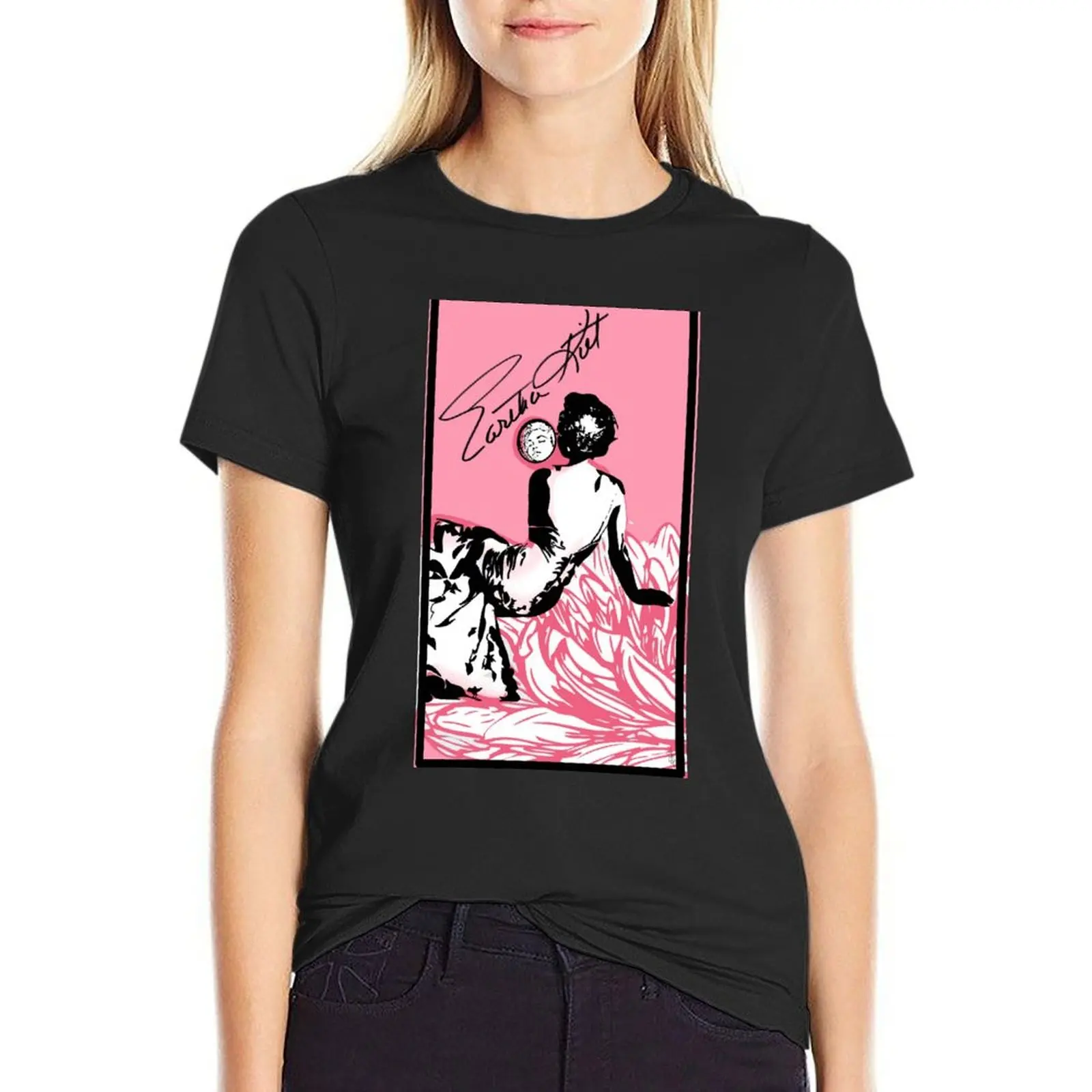 

Eartha Kitt Flowers T-Shirt hippie clothes female vintage plain cotton t shirts Women