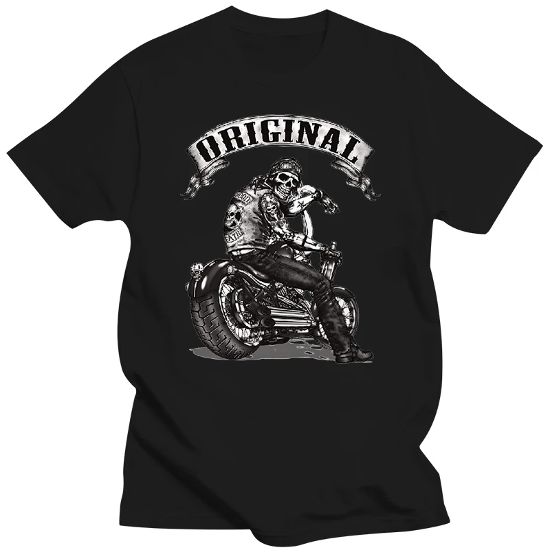 Original Biker Skull T Shirt Men Women Ride Or Die Route 66 Motorcycle MC Slim Fit Plus Size TEE Shirt