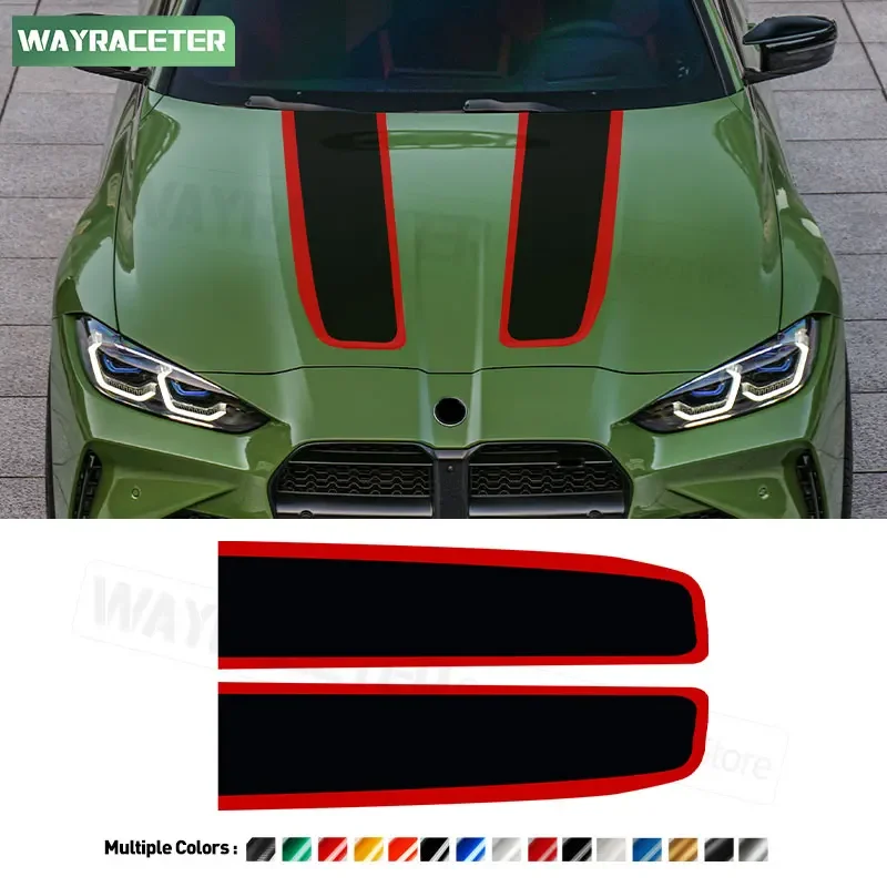 Car Hood Bonnet Stripes Sticker Engine Cover Carbon Fiber Vinyl Decal For M4 G82 G83 CS CSL 2021 2022 2023 2024 Accessories
