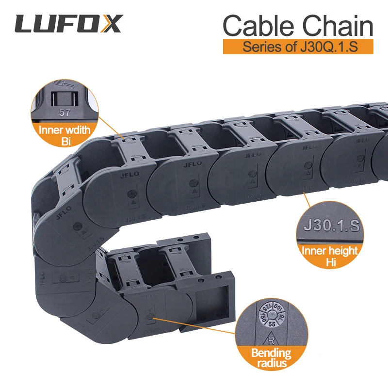 High quality 1-meter cable drag chain.Series of J30Q.1.S-Bridge type open of both side