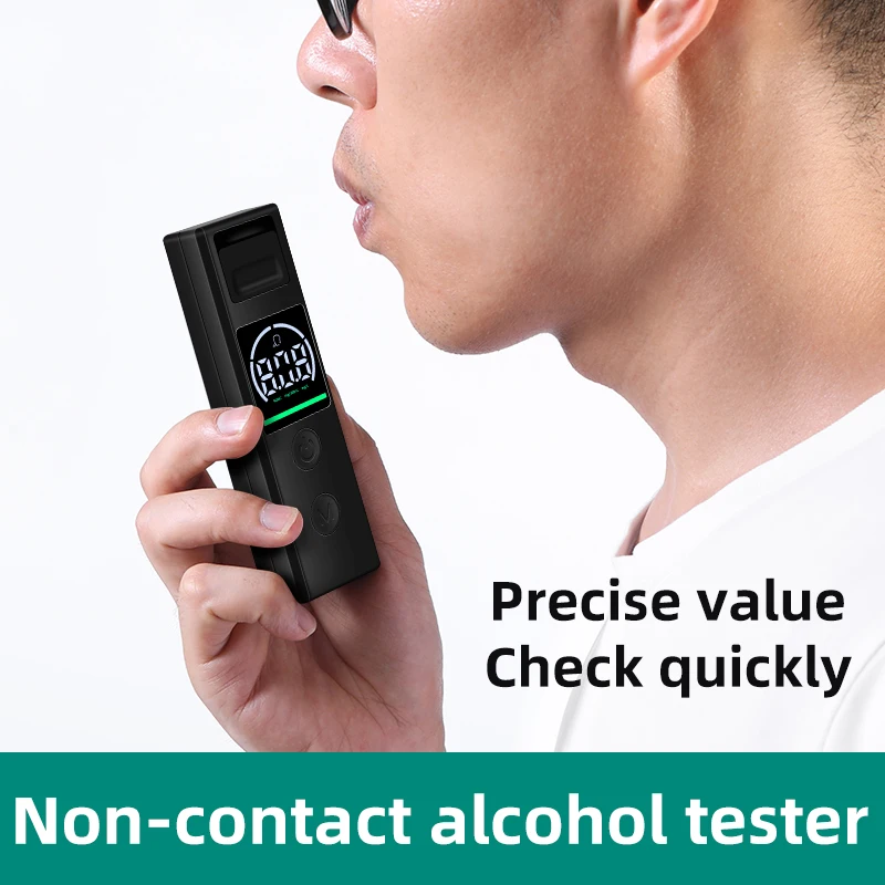OEM ODM ポータブル高感度飲酒検知器 HD ディスプレイ非接触 Type-C 充電内蔵リチウム電池アルコールテスター