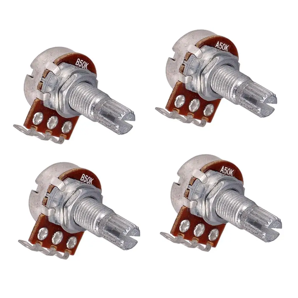 Metric Full Size 18mm Split Shaft Pots A50K & B50K Guitar Potentiometers, 4 Pieces