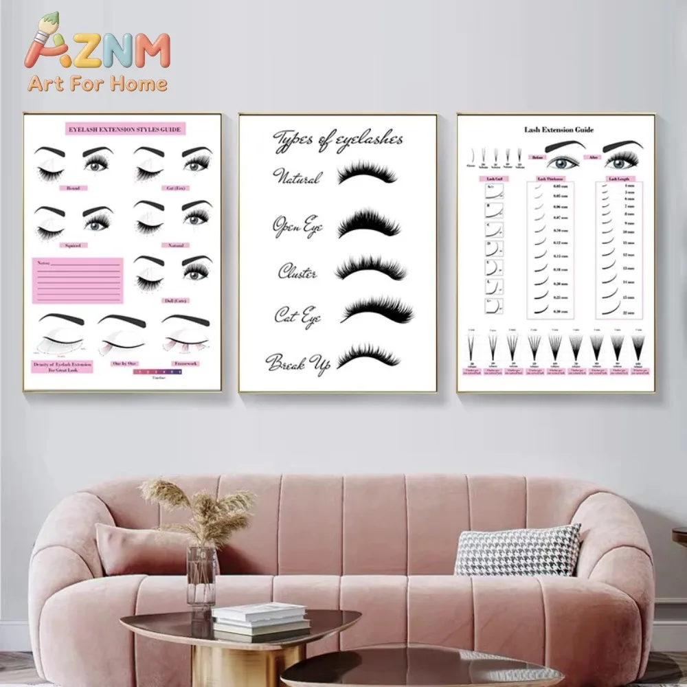 1Pc/3Pcs Beauty Salon Wall Art Painting Canvas Painting Home Decoration Eyebrows Eyelash Picture Decoration Painting