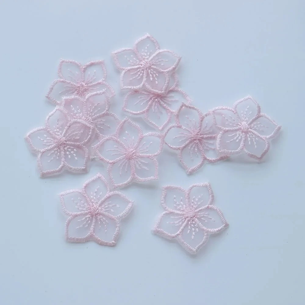 10Pcs/bag Mini Organza Flower Embroidery Patches Fabric Dress Bags Headwear Decorative Lace Stickers DIY Sewing Repair view 2
