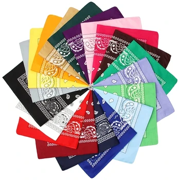 ユニセックス男性女性バンダナヘアバンドカウボーイメンズバイカースポーツ帽子手首ヘアラップペイズリーヘッドラップスクエアスカーフ