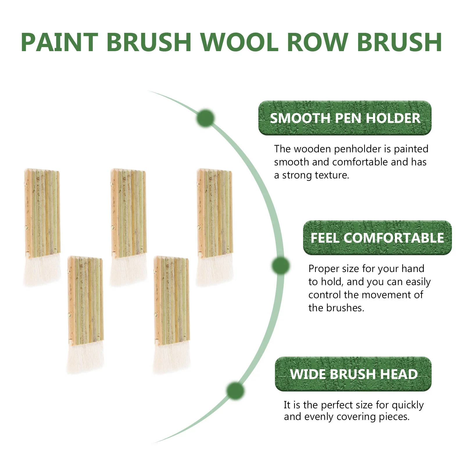 

5pcs Wool Paint Brushes Large Area Bamboo Blender Brush For Latex Oil Painting Watercolor Glazing Pottery Sizing Tools