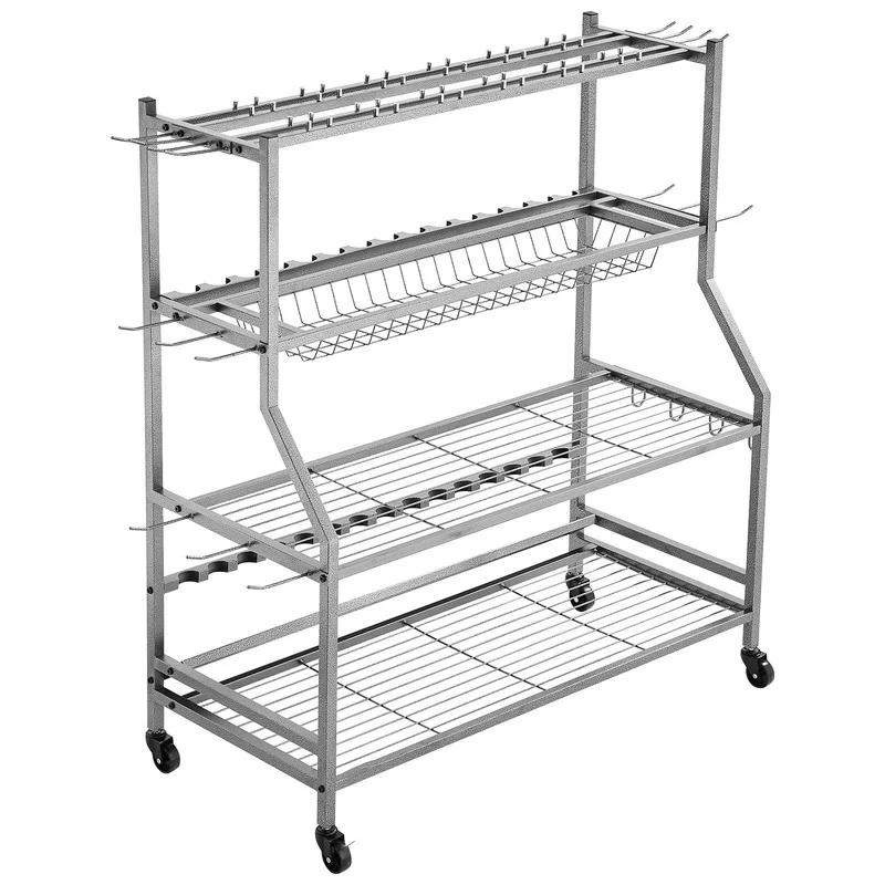 

15-Pole Fishing Rod Holder Rack with Wheels for Garage Storage