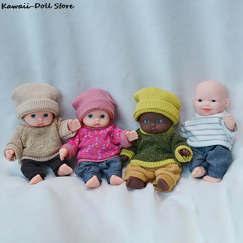 Mini Reborn Dolls 12cm Palm Dolls Pajamas Simulation Baby Reborn Dress Up Baby Girls Boys Doll Toys For Kids Munecas Reborn 1/12