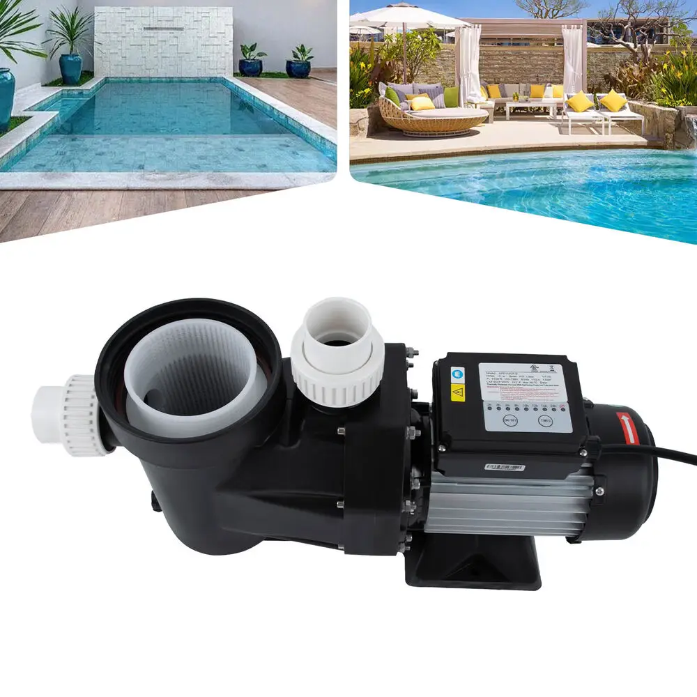 Bomba de piscina terrestre 1,5 HP 105 GPM – Bomba de piscina de velocidade única de 52 pés com temporizador, 110 V