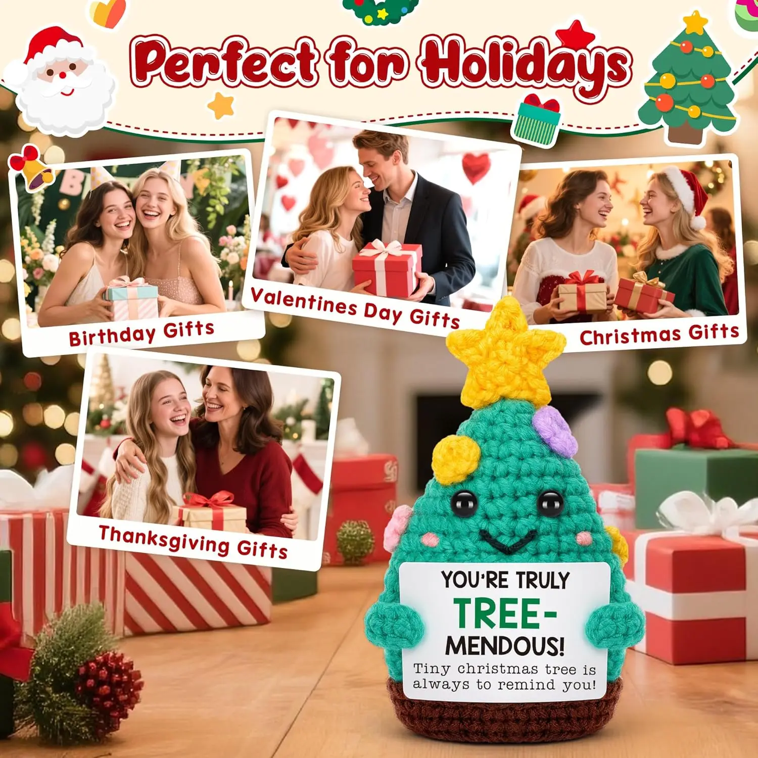 شجرة عيد الميلاد الصغيرة المصنوعة يدويًا من الكروشيه ديكور مرح ملهم يهتف هدايا للأخت والأصدقاء أمي الجدة هدايا عيد الميلاد