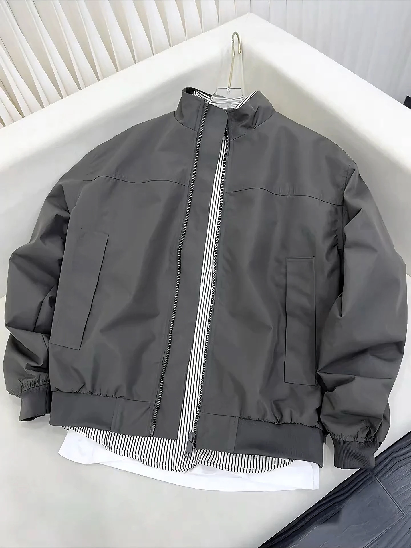 

Cleanfit American Style Short Baseball Jacket Men's Autumn High Sensation Three-Proof Pilot Coat Stand Collar Youth Fashion