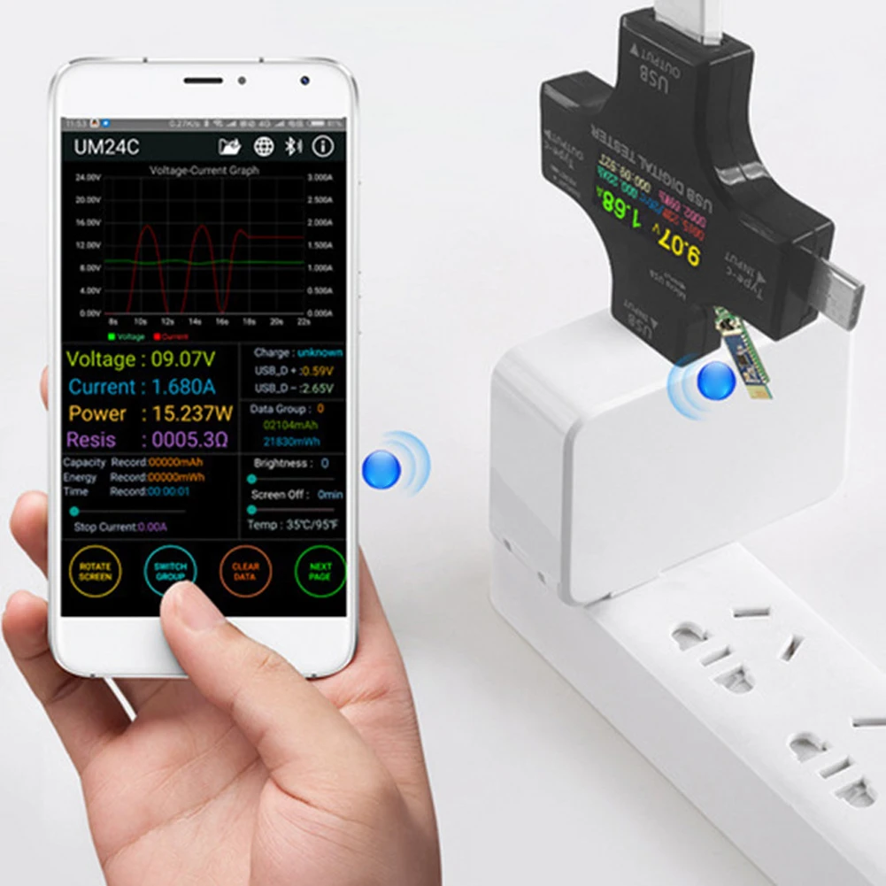 Type-C USB Tester DC Digital Voltmeter Color Digital Display Ampere Meter Type-C PD Charger Indicator Voltage USB Current Tester