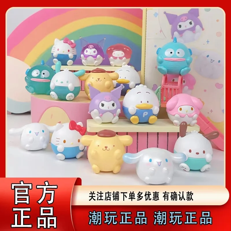 In Stock Authentic Lovely Family Round Rolling Series Blind Bag Cute Ornaments Hello-Kitty Theme Cool Lomi Kawaii Gift In Stock