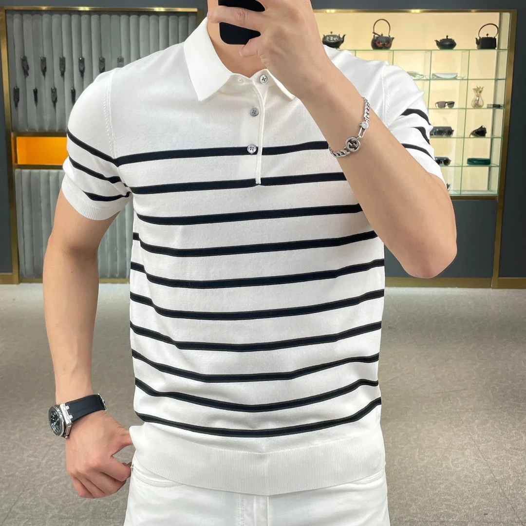 Summer New Style Men's Luxury Casual European Style Short-Sleeved T-Shirt Breathable Polo