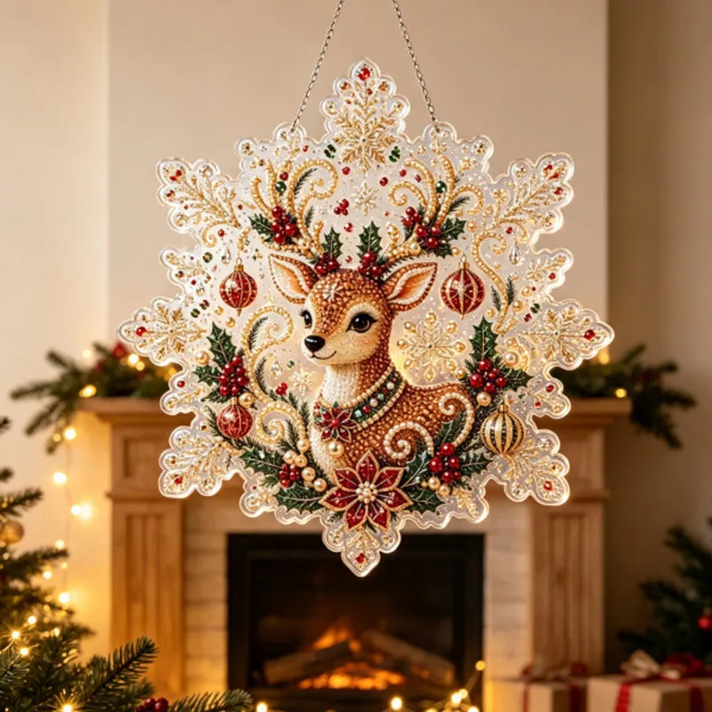 20X20CM Diamond Painting 3d Mixed-sized Pearl Beads Christmas Pearl Suncatcher Kit For Diy Craft Metal Chain Festive Wall Decor view 3