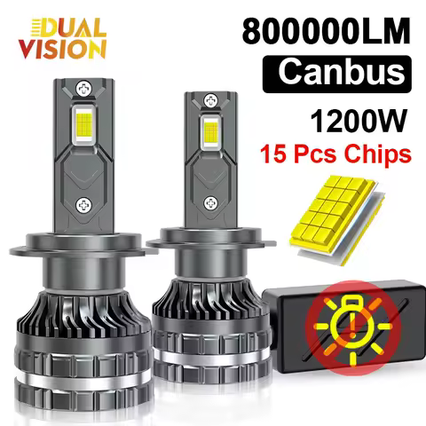 K7C H7 LED 800000LM Headlights Bulbs Canbus 6000K H1 H4 H11 9012 HIR2 H8 H9 9005 9006 HB3 HB4 High Power 30PCS 9970 CSP Chips