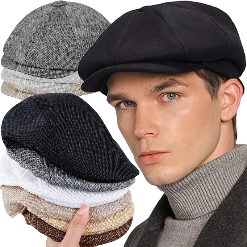 Retro Cotton Linen Beret Classical Literary Atmosphere Hat Simple Artistic Stripe Cap Men Women Multicolor Lightweight Berets