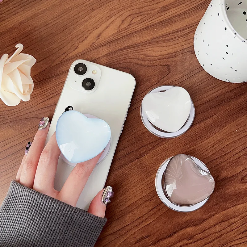 

Cute Glass Heart Design Magnetic Phone Grip Holder Socket Pocket Support for Magsafe IPhone Mac Safe Ring Finger Expanding Stand