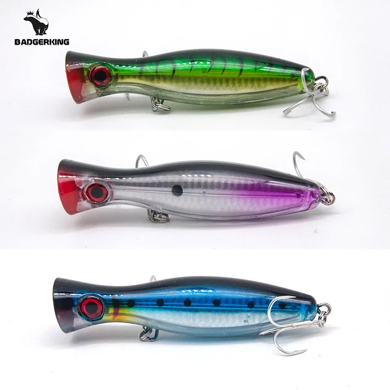 Señuelo de pesca Popper de 12cm y 43g, cebo duro poper de agua superior, carretilha para pesca en el mar, colores rosa, azul, verde, naranja, biat