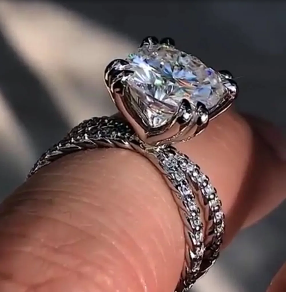 Custom Real Platinum PT950 Women Wedding Party Anniversary Engagement Ring 1 2 3 4 5 Carat Cushion Moissanite Diamond Ring