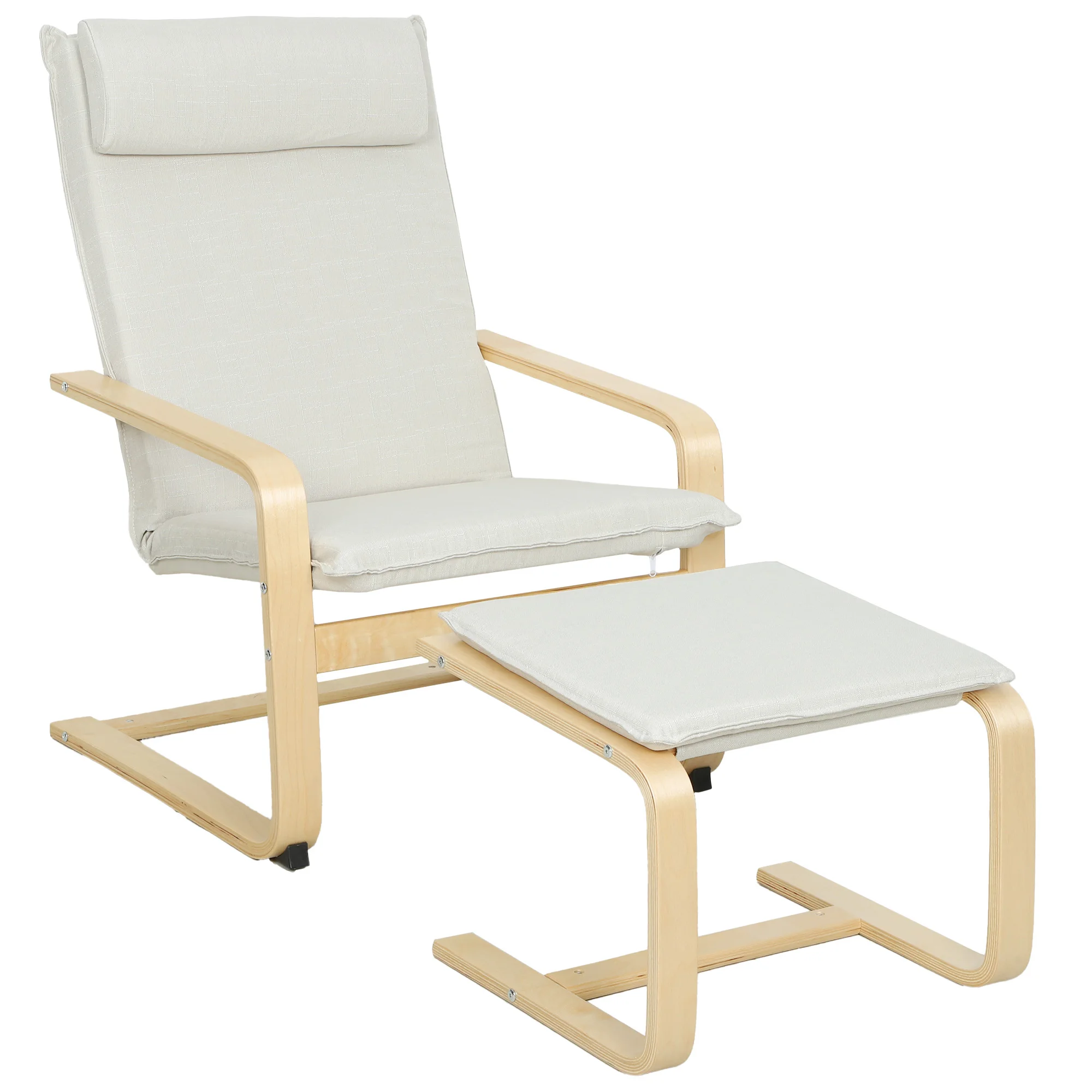Sillón HOMCOM con reposapiés, respaldo alto, lino crema 🛋️