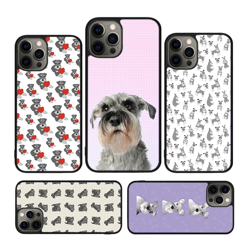 Cartoon schnauzer dog phone Case For iPhone 16 15 14 Plus 12 mini 13 11 Pro X XR XS Max cover shell coque