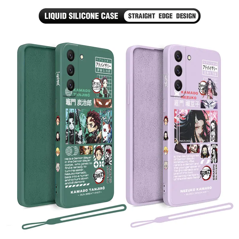 Demon Slayer Anime Phone Case For Samsung Galaxy S23 S22 S21 S20 Ultra Plus FE S10 S9 S10E Note 20 ultra 10 9 Plus Cover