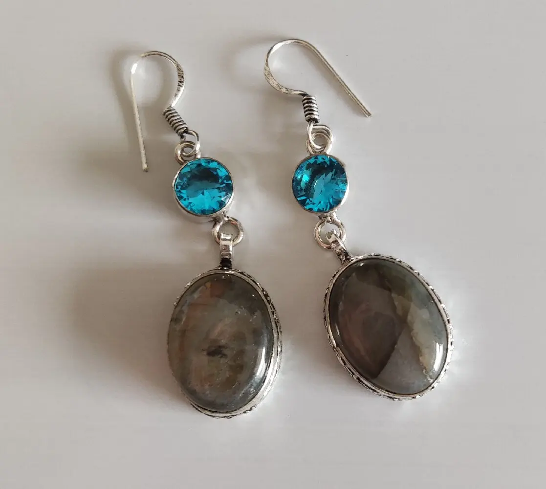Genuine Blood Stone Tiger Eye  Earrings