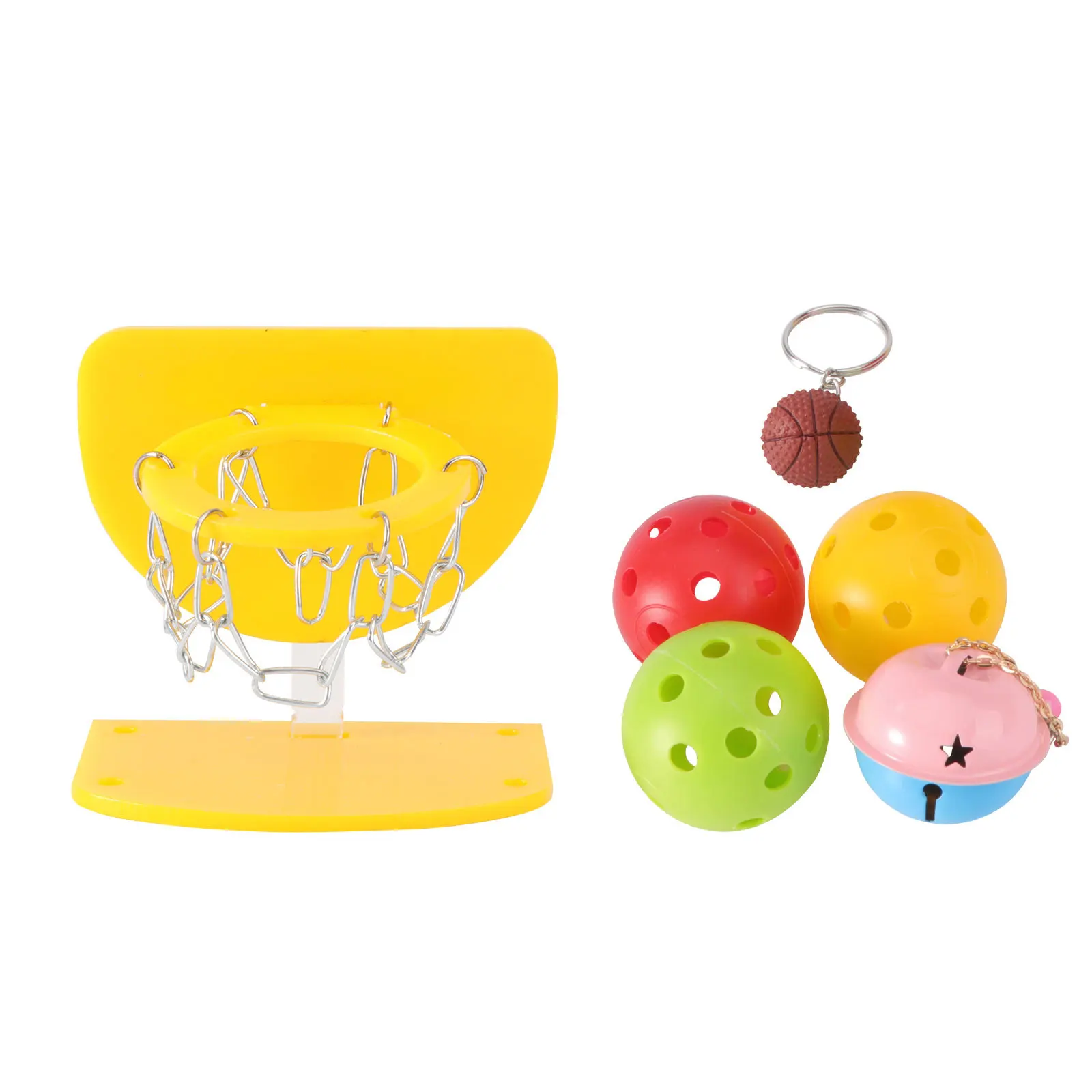 

Parrot Basketball Training Set Yellow Small Size Durable Mini Basket Rack Five Balls Entertain Develop Intelligence Anti-Anxiety