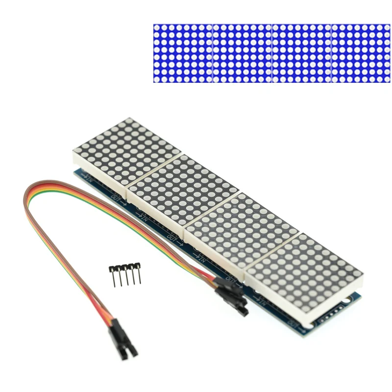 MAX7219 Dot-Matrix-Modul 4-in-1 Display 8x8 LED-Matrix Rot Mikrocontroller-Kaskadenplatine mit Kabel für Arduino Raspberry Pi – Detail 1
