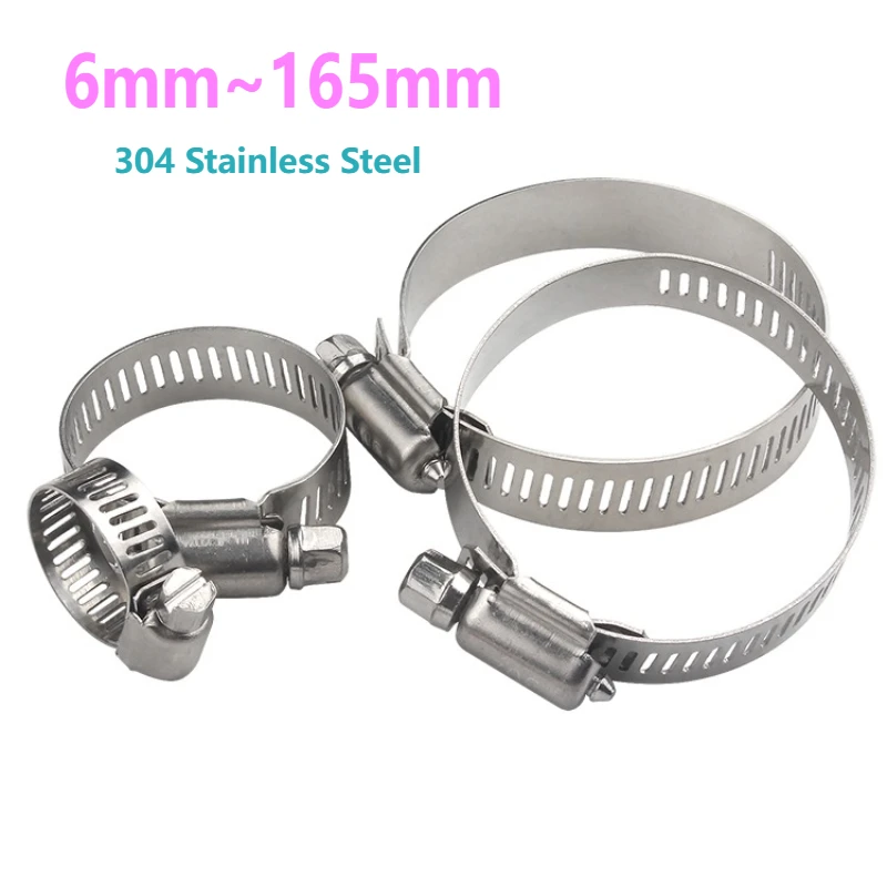 

5 шт. 6-165 мм регулируемые зажимы для шлангов с винтовой лентой из нержавеющей стали, зажимы для автомобильных топливных шлангов, зажим для труб, червячный зажим для шланга